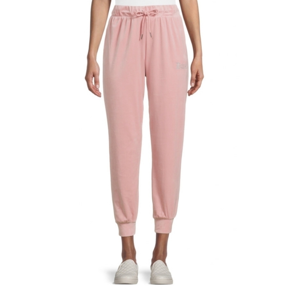No Boundaries Pink Velour Jogger Pants with Rhinestone Size Women's XXXL 21 NEW